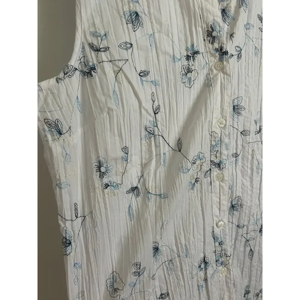 Dressbarn White Floral Sleeveless Blouse - Women's Large - Picture 4 of 7